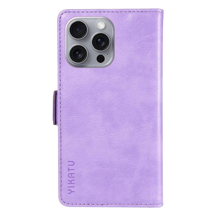 YIKATU YK-007 For iPhone 16 Pro Max Case Litchi Texture Leather Phone Cover with Wallet Stand