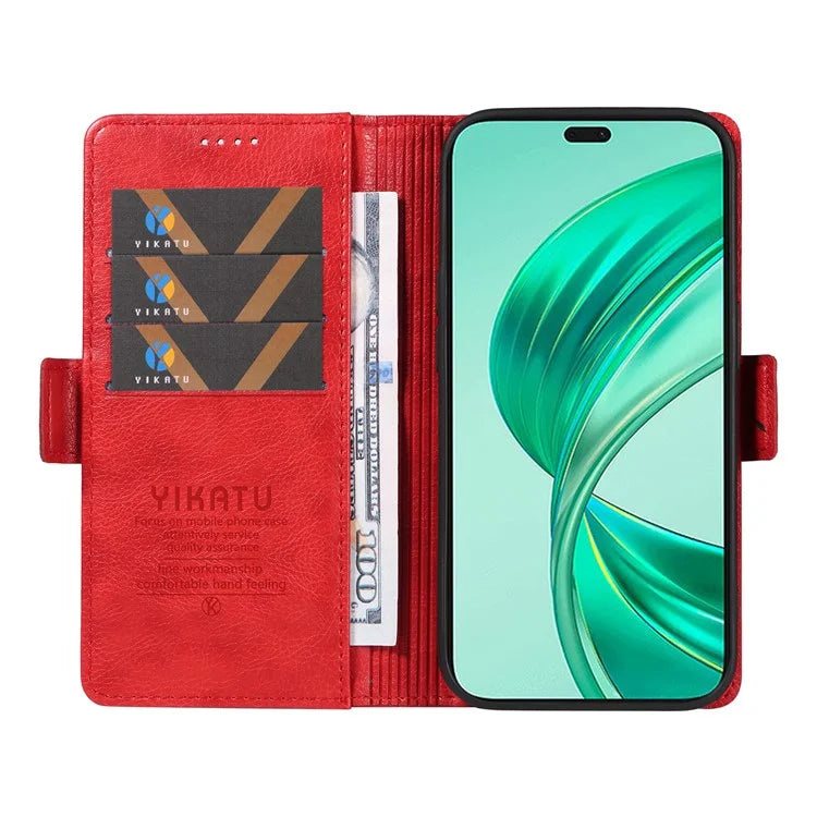 YIKATU YK-007 For iPhone 16 Pro Max Case Litchi Texture Leather Phone Cover with Wallet Stand