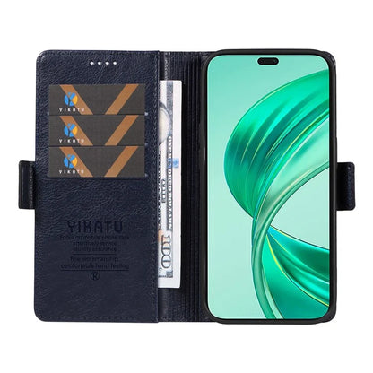 YIKATU YK-007 For iPhone 16 Pro Max Case Litchi Texture Leather Phone Cover with Wallet Stand