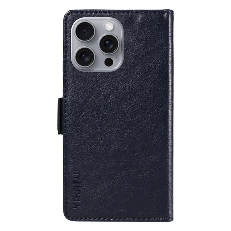 YIKATU YK-007 For iPhone 16 Pro Max Case Litchi Texture Leather Phone Cover with Wallet Stand