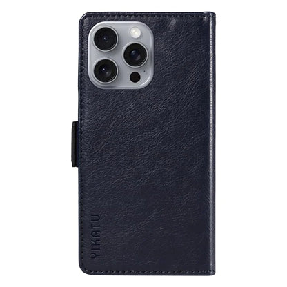 YIKATU YK-007 For iPhone 16 Pro Max Case Litchi Texture Leather Phone Cover with Wallet Stand