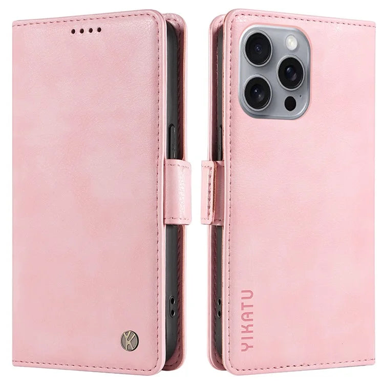 YIKATU YK-007 For iPhone 16 Pro Max Case Litchi Texture Leather Phone Cover with Wallet Stand