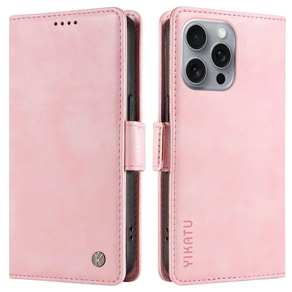 YIKATU YK-007 For iPhone 16 Pro Max Case Litchi Texture Leather Phone Cover with Wallet Stand