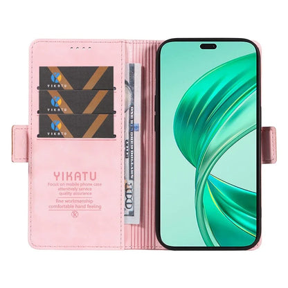 YIKATU YK-007 For iPhone 16 Pro Max Case Litchi Texture Leather Phone Cover with Wallet Stand