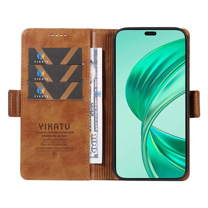 YIKATU YK-007 For iPhone 16 Pro Max Case Litchi Texture Leather Phone Cover with Wallet Stand