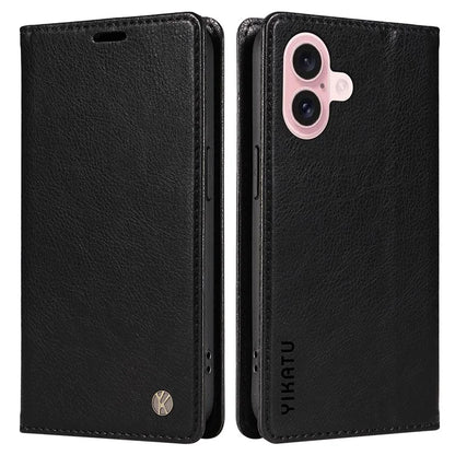 YIKATU YK-006 For iPhone 16 Wallet Case Scratch-Proof Leather Phone Cover