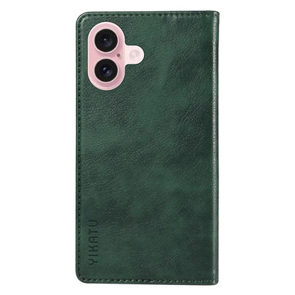 YIKATU YK-006 For iPhone 16 Wallet Case Scratch-Proof Leather Phone Cover