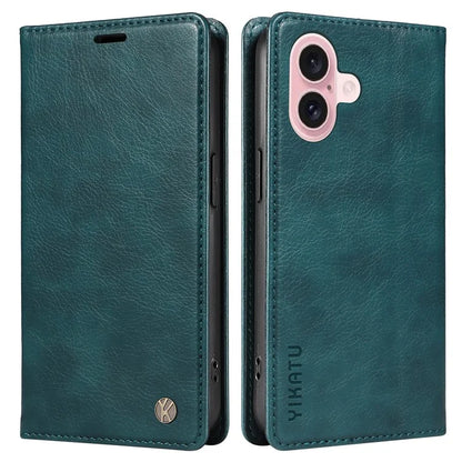 YIKATU YK-006 For iPhone 16 Wallet Case Scratch-Proof Leather Phone Cover