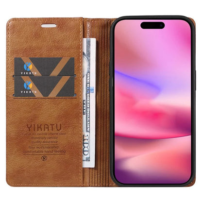 YIKATU YK-006 For iPhone 16 Wallet Case Scratch-Proof Leather Phone Cover
