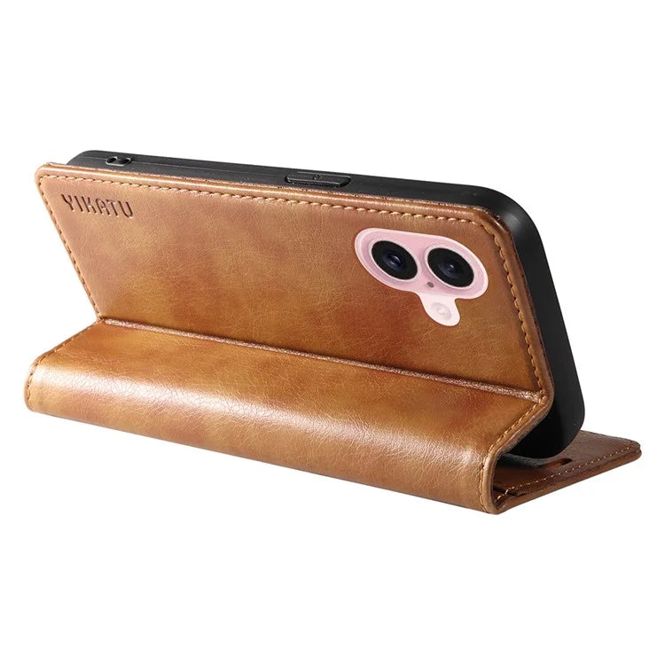 YIKATU YK-006 For iPhone 16 Wallet Case Scratch-Proof Leather Phone Cover