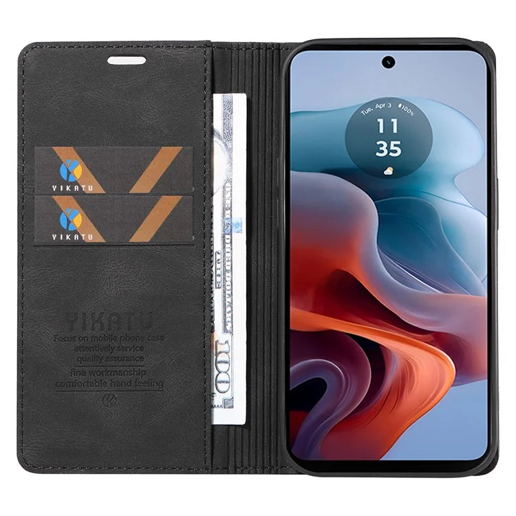YIKATU YK-004 For Motorola Moto G34 5G Wallet Case Skin Feel PU Leather Phone Cover