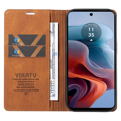 YIKATU YK-004 For Motorola Moto G34 5G Wallet Case Skin Feel PU Leather Phone Cover