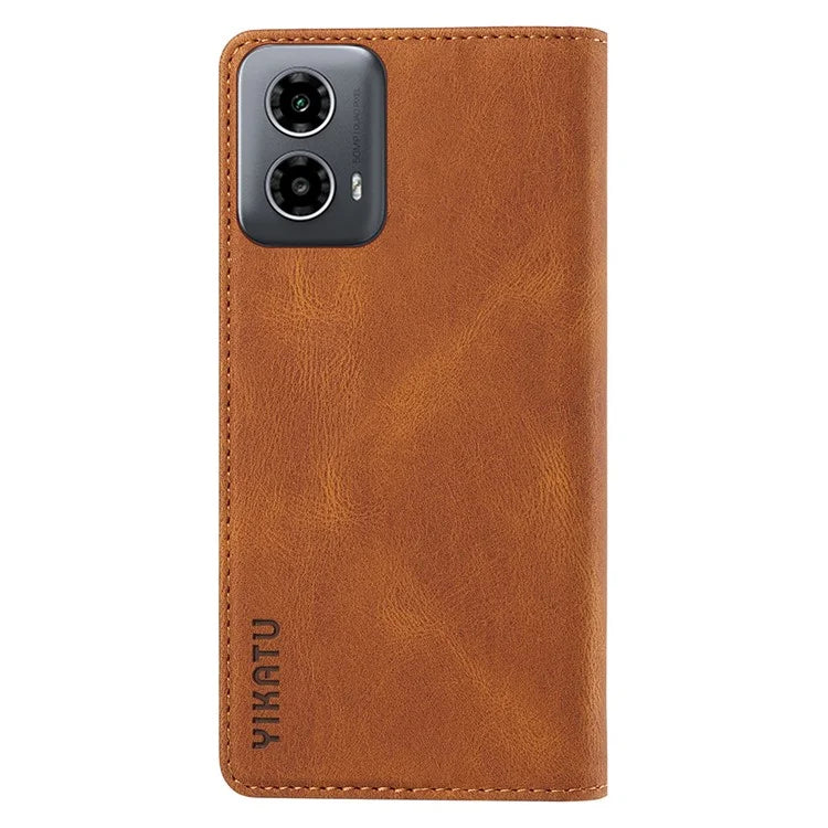 YIKATU YK-004 For Motorola Moto G34 5G Wallet Case Skin Feel PU Leather Phone Cover