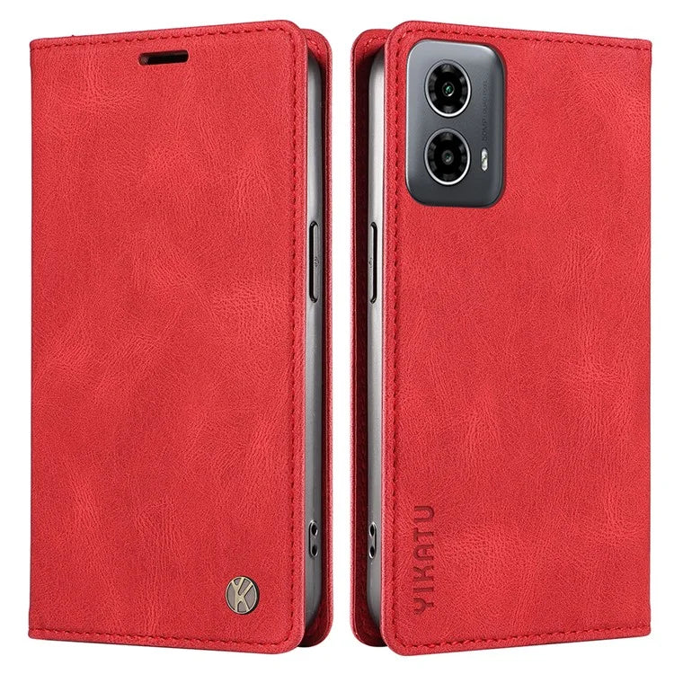 YIKATU YK-004 For Motorola Moto G34 5G Wallet Case Skin Feel PU Leather Phone Cover