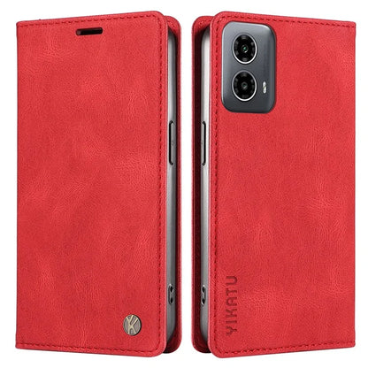 YIKATU YK-004 For Motorola Moto G34 5G Wallet Case Skin Feel PU Leather Phone Cover