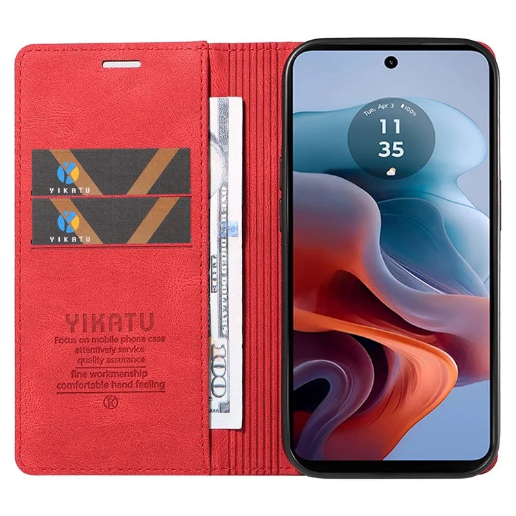 YIKATU YK-004 For Motorola Moto G34 5G Wallet Case Skin Feel PU Leather Phone Cover