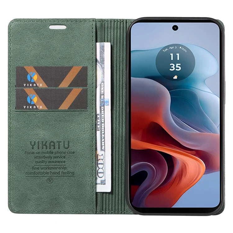 YIKATU YK-004 For Motorola Moto G34 5G Wallet Case Skin Feel PU Leather Phone Cover