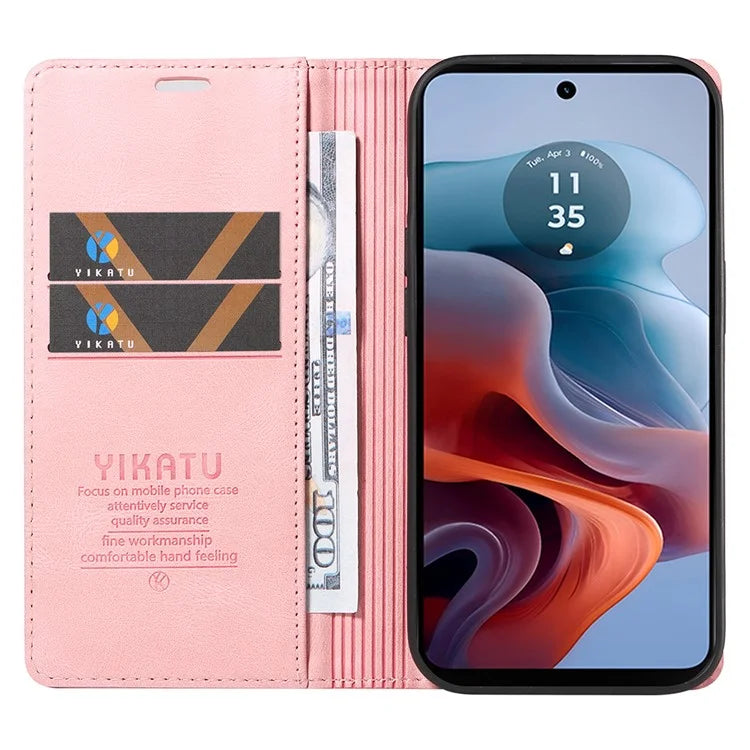 YIKATU YK-004 For Motorola Moto G34 5G Wallet Case Skin Feel PU Leather Phone Cover