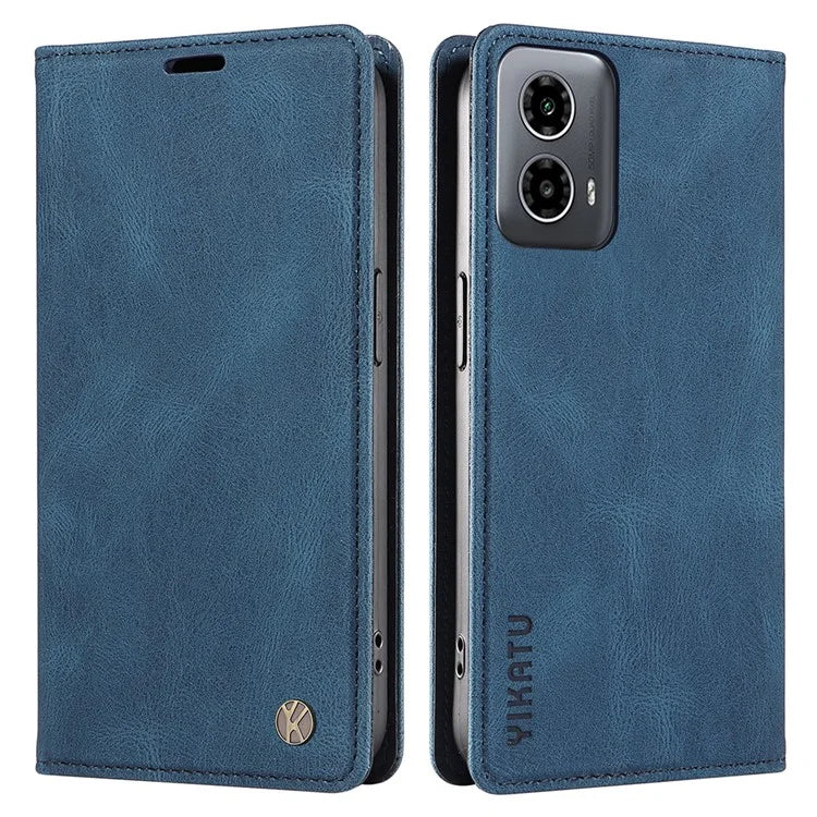 YIKATU YK-004 For Motorola Moto G34 5G Wallet Case Skin Feel PU Leather Phone Cover