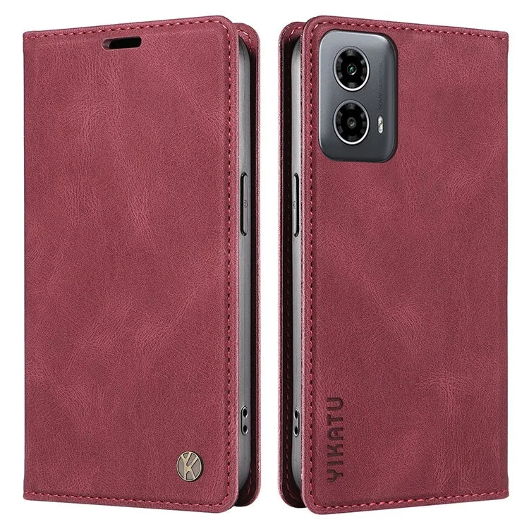 YIKATU YK-004 For Motorola Moto G34 5G Wallet Case Skin Feel PU Leather Phone Cover