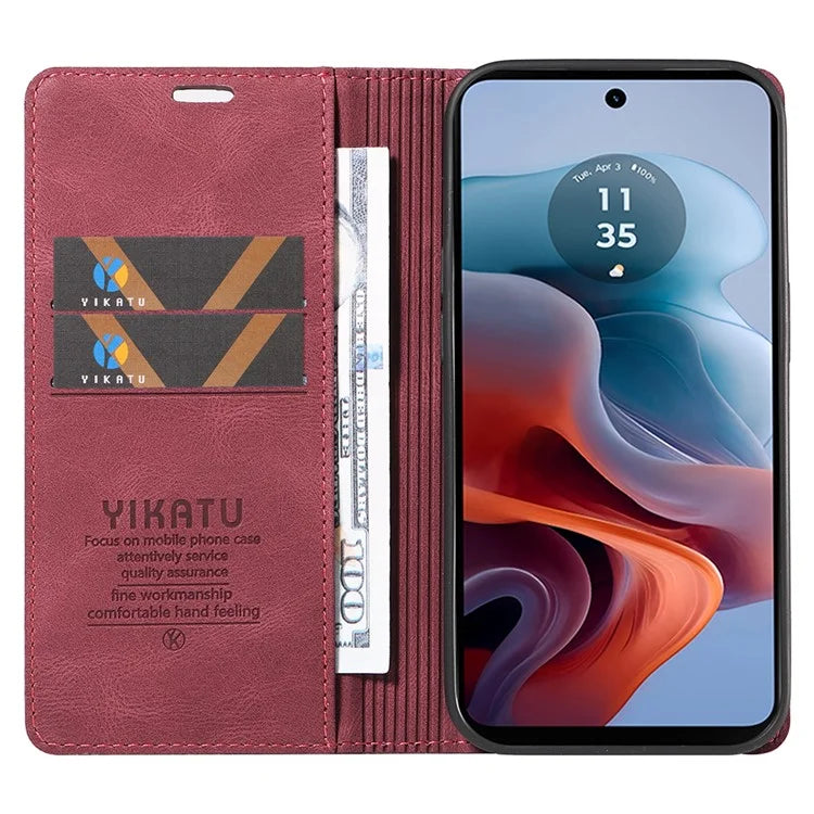 YIKATU YK-004 For Motorola Moto G34 5G Wallet Case Skin Feel PU Leather Phone Cover