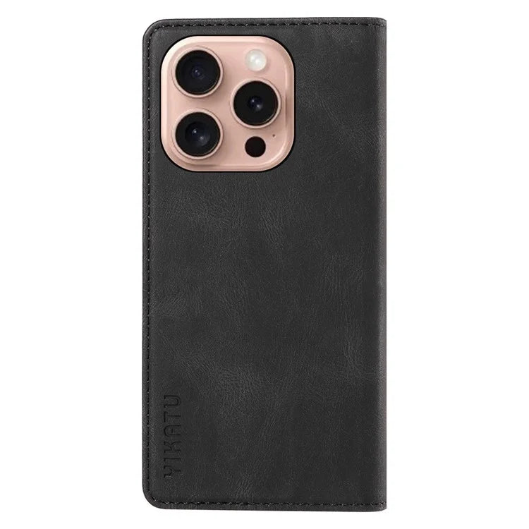 YIKATU YK-004 For iPhone 16 Pro Case Leather Phone Cover Magnetic Absorption Stand Function