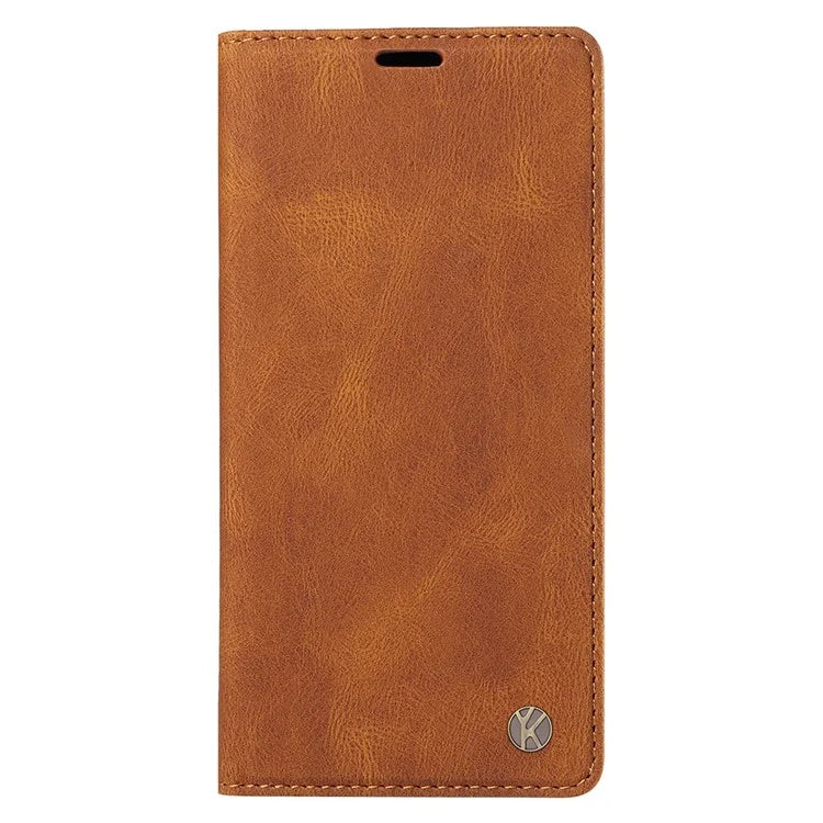 YIKATU YK-004 For iPhone 16 Pro Case Leather Phone Cover Magnetic Absorption Stand Function