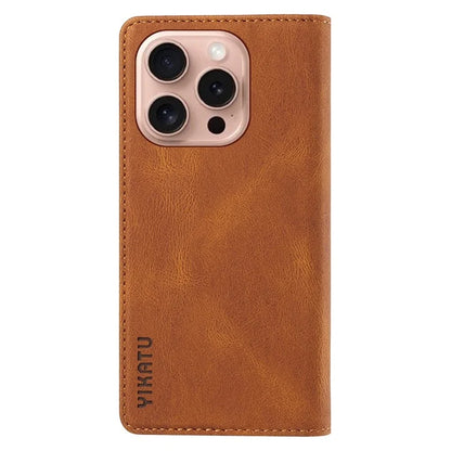 YIKATU YK-004 For iPhone 16 Pro Case Leather Phone Cover Magnetic Absorption Stand Function
