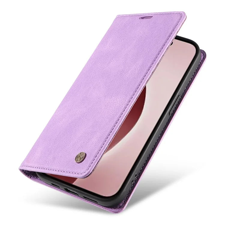 YIKATU YK-004 For iPhone 16 Pro Case Leather Phone Cover Magnetic Absorption Stand Function