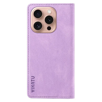 YIKATU YK-004 For iPhone 16 Pro Case Leather Phone Cover Magnetic Absorption Stand Function