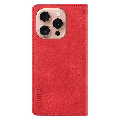 YIKATU YK-004 For iPhone 16 Pro Case Leather Phone Cover Magnetic Absorption Stand Function