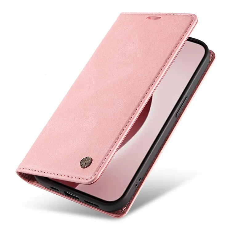 YIKATU YK-004 For iPhone 16 Pro Case Leather Phone Cover Magnetic Absorption Stand Function