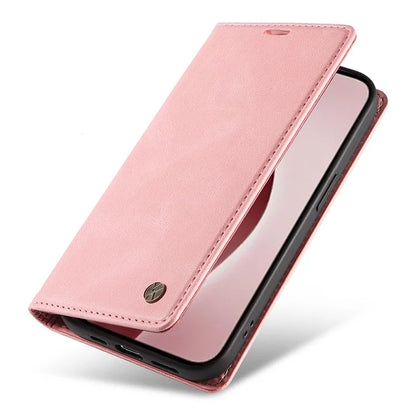 YIKATU YK-004 For iPhone 16 Pro Case Leather Phone Cover Magnetic Absorption Stand Function
