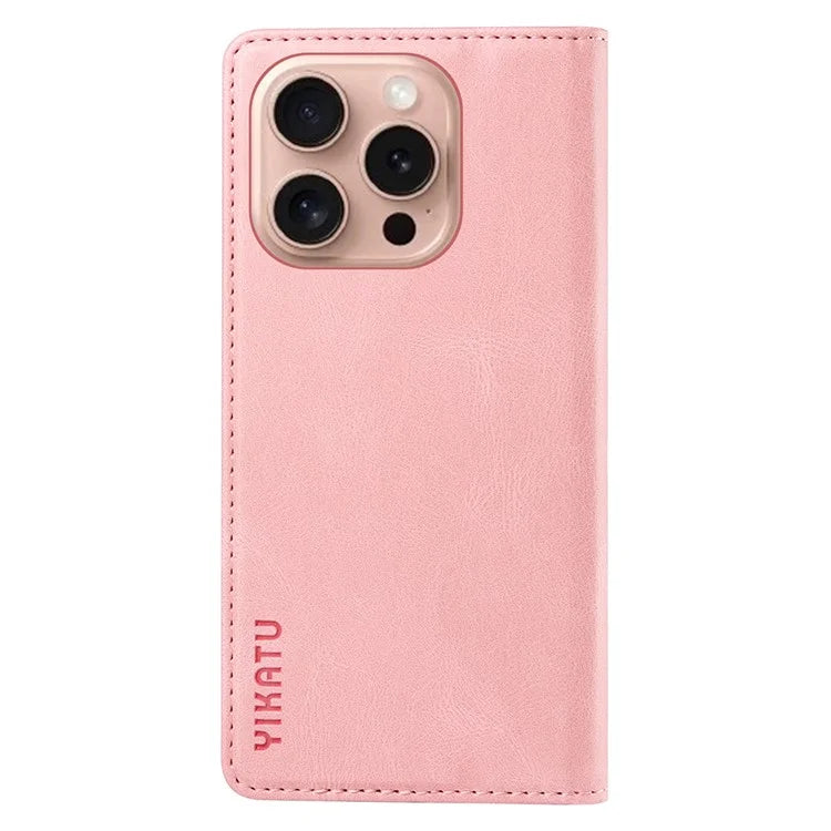 YIKATU YK-004 For iPhone 16 Pro Case Leather Phone Cover Magnetic Absorption Stand Function