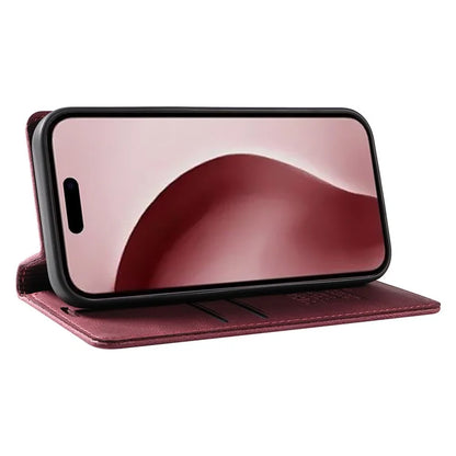 YIKATU YK-004 For iPhone 16 Pro Case Leather Phone Cover Magnetic Absorption Stand Function