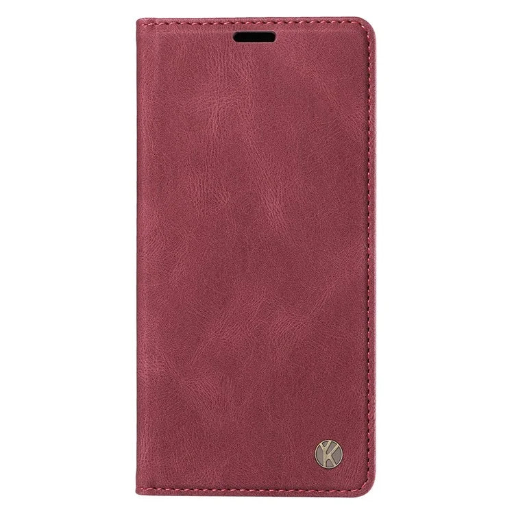 YIKATU YK-004 For iPhone 16 Pro Case Leather Phone Cover Magnetic Absorption Stand Function