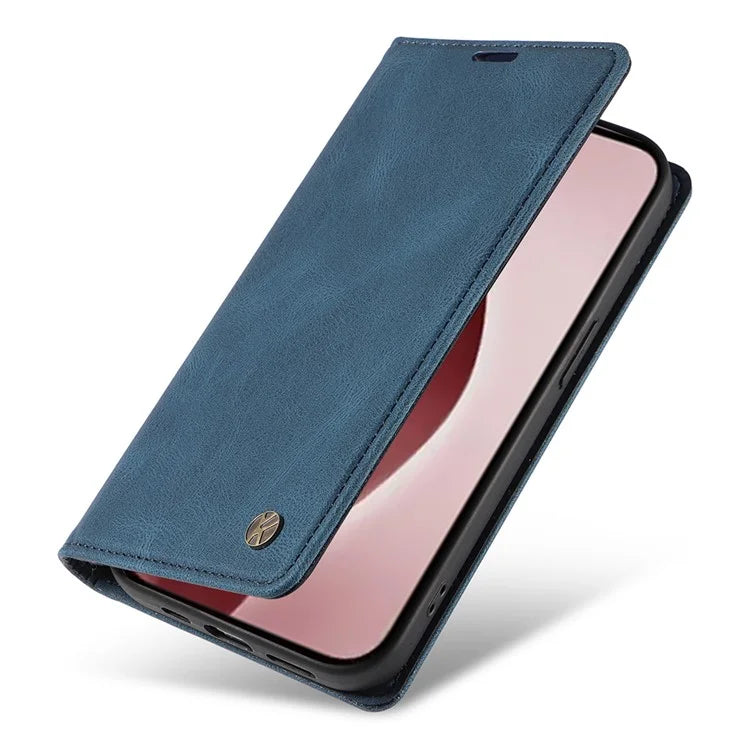 YIKATU YK-004 For iPhone 16 Pro Case Leather Phone Cover Magnetic Absorption Stand Function