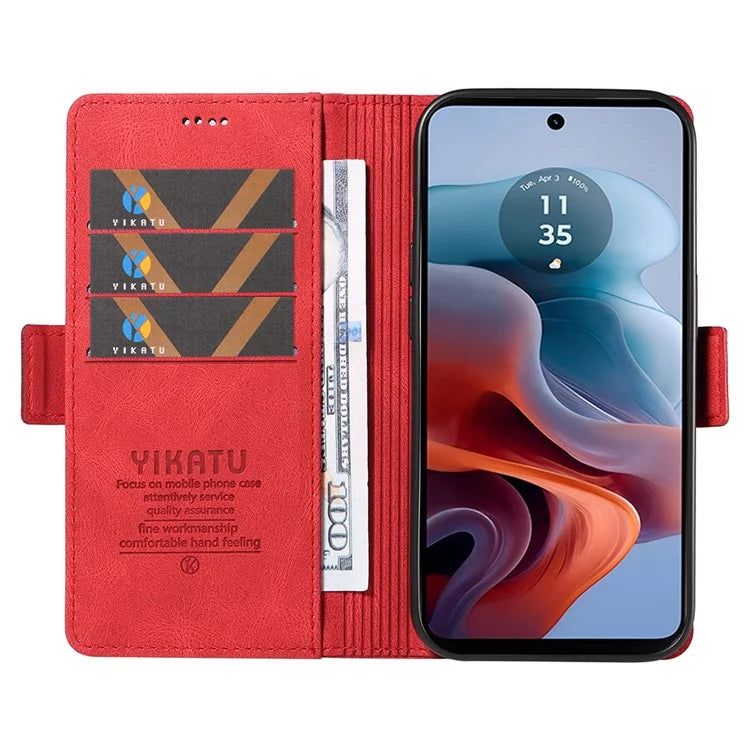 YIKATU YK-005 For Motorola Moto G34 5G Case Card Slot Skin-Touch Leather Magnetic Clasp Phone Cover