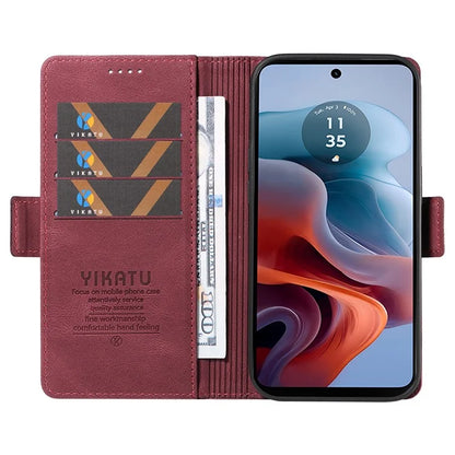 YIKATU YK-005 For Motorola Moto G34 5G Case Card Slot Skin-Touch Leather Magnetic Clasp Phone Cover