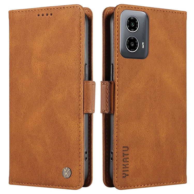 YIKATU YK-005 For Motorola Moto G34 5G Case Card Slot Skin-Touch Leather Magnetic Clasp Phone Cover