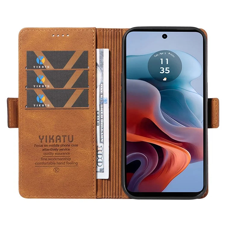 YIKATU YK-005 For Motorola Moto G34 5G Case Card Slot Skin-Touch Leather Magnetic Clasp Phone Cover