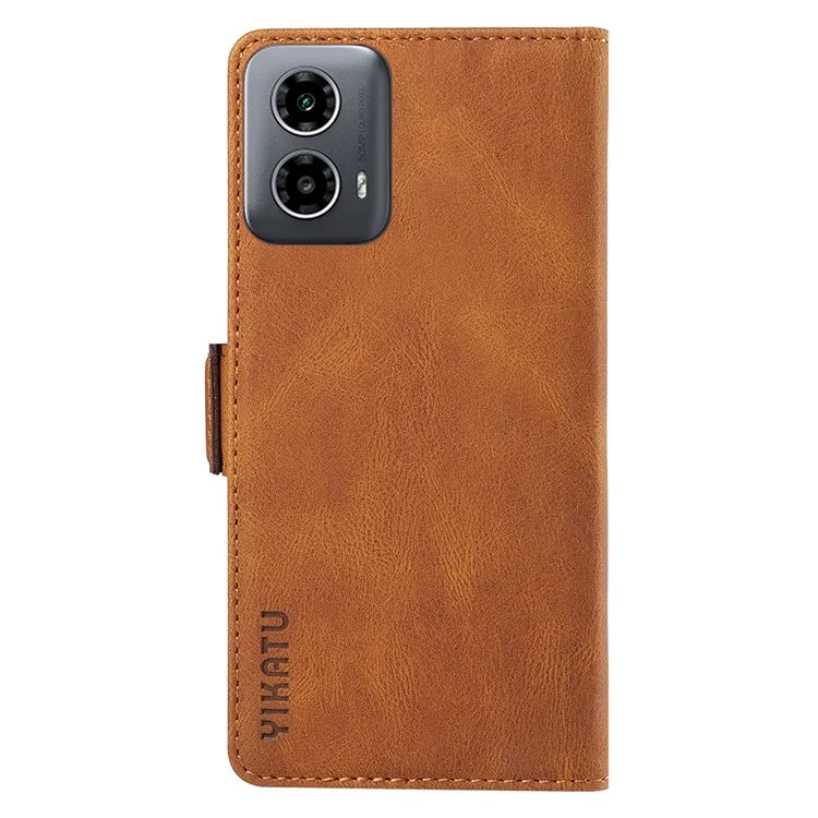 YIKATU YK-005 For Motorola Moto G34 5G Case Card Slot Skin-Touch Leather Magnetic Clasp Phone Cover