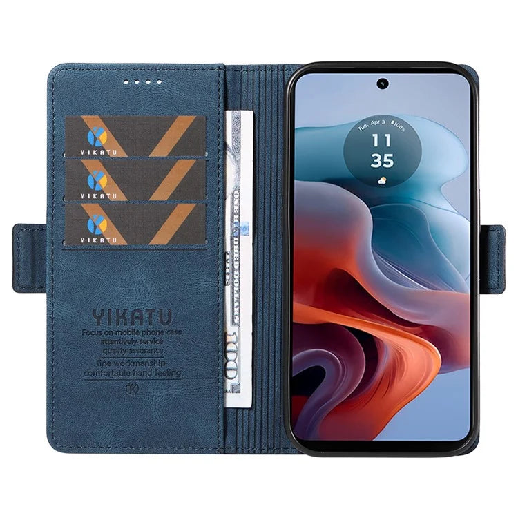 YIKATU YK-005 For Motorola Moto G34 5G Case Card Slot Skin-Touch Leather Magnetic Clasp Phone Cover