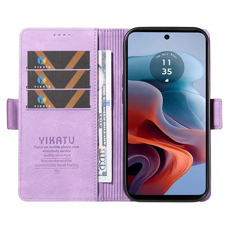 YIKATU YK-005 For Motorola Moto G34 5G Case Card Slot Skin-Touch Leather Magnetic Clasp Phone Cover
