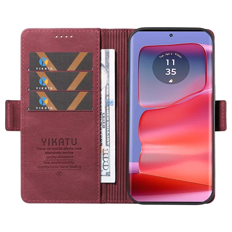 YIKATU YK-005 For Motorola Edge 50 Pro 5G Case Card Slot Skin-Touch Leather Flip Phone Cover