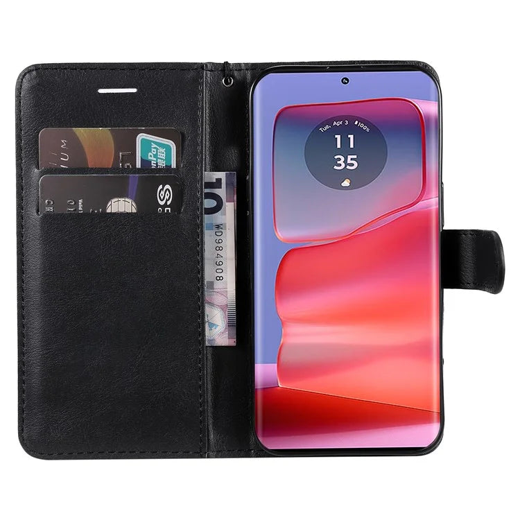 KT Leather Series-2 for Motorola Edge 50 Pro 5G Shockproof Case Solid Color Leather Phone Cover