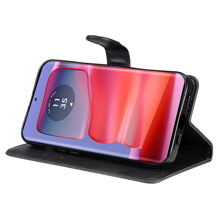 KT Leather Series-2 for Motorola Edge 50 Pro 5G Shockproof Case Solid Color Leather Phone Cover