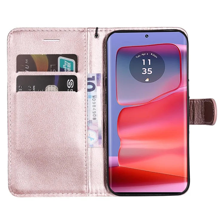 KT Leather Series-2 for Motorola Edge 50 Pro 5G Shockproof Case Solid Color Leather Phone Cover