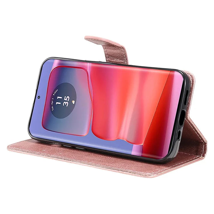 KT Leather Series-2 for Motorola Edge 50 Pro 5G Shockproof Case Solid Color Leather Phone Cover