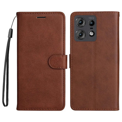 KT Leather Series-2 for Motorola Edge 50 Pro 5G Shockproof Case Solid Color Leather Phone Cover